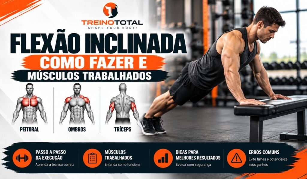 Flexão Inclinada: Como Fazer e Músculos Trabalhados flexão de braços inclinada