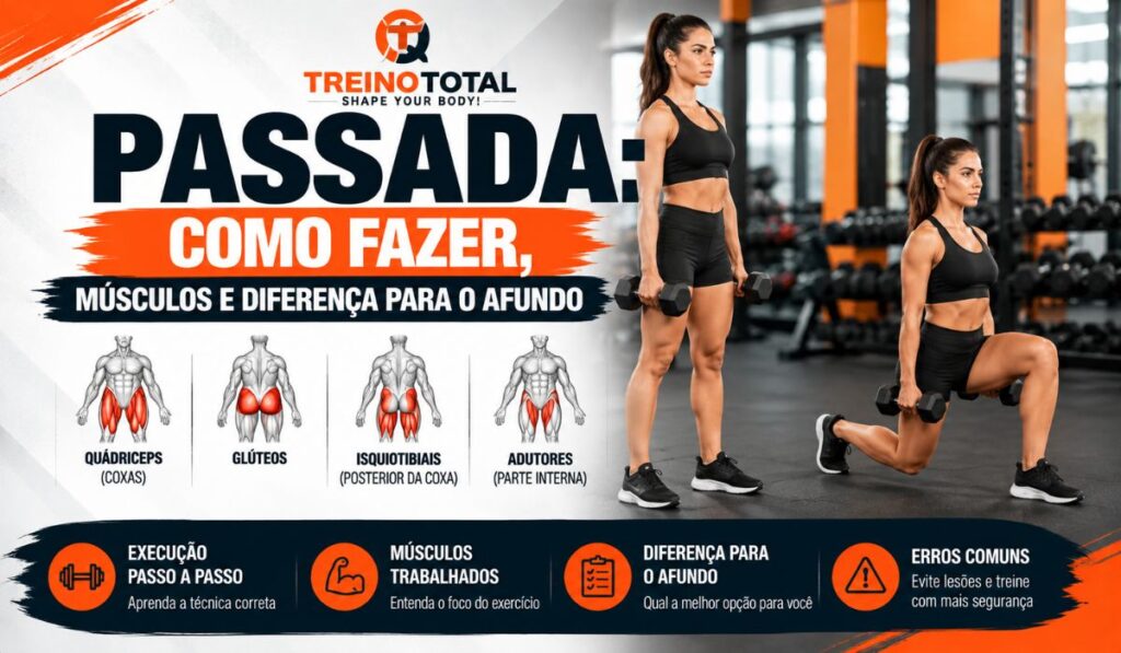 Passada (Avanço com Deslocamento): Como Fazer e Diferença para o Afundo passada Como Fazer Corretamente e Músculos