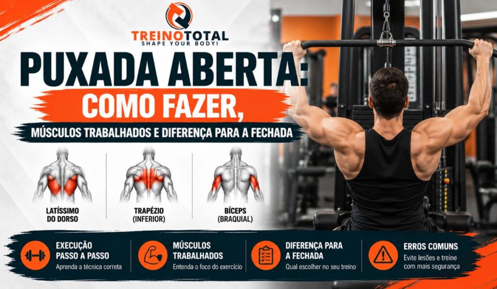 Puxada Aberta: Como Fazer, Músculos Trabalhados e Diferença para a Fechada puxada aberta